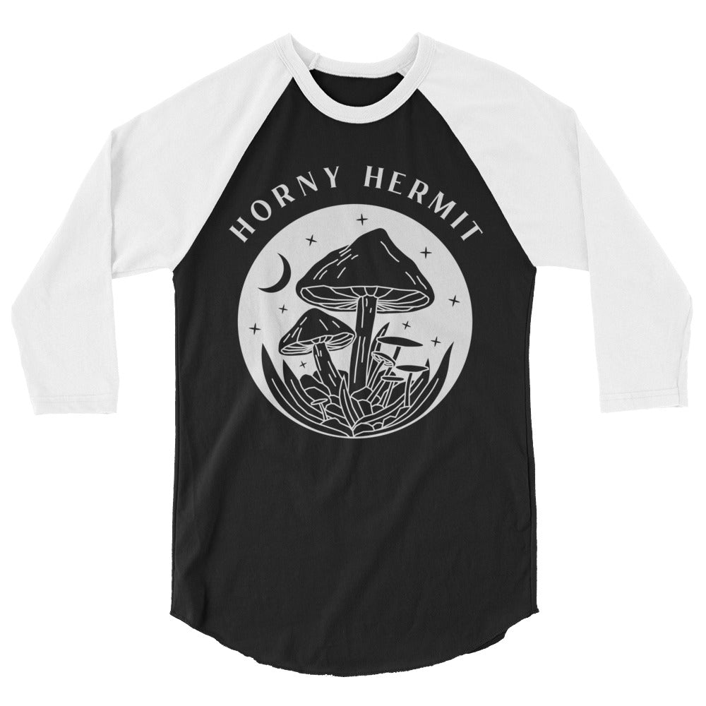 Horny Hermit Mushrooms 3/4 Sleeve Raglan Shirt