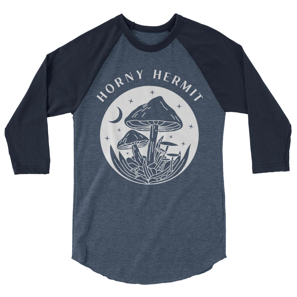 Horny Hermit Mushrooms 3/4 Sleeve Raglan Shirt