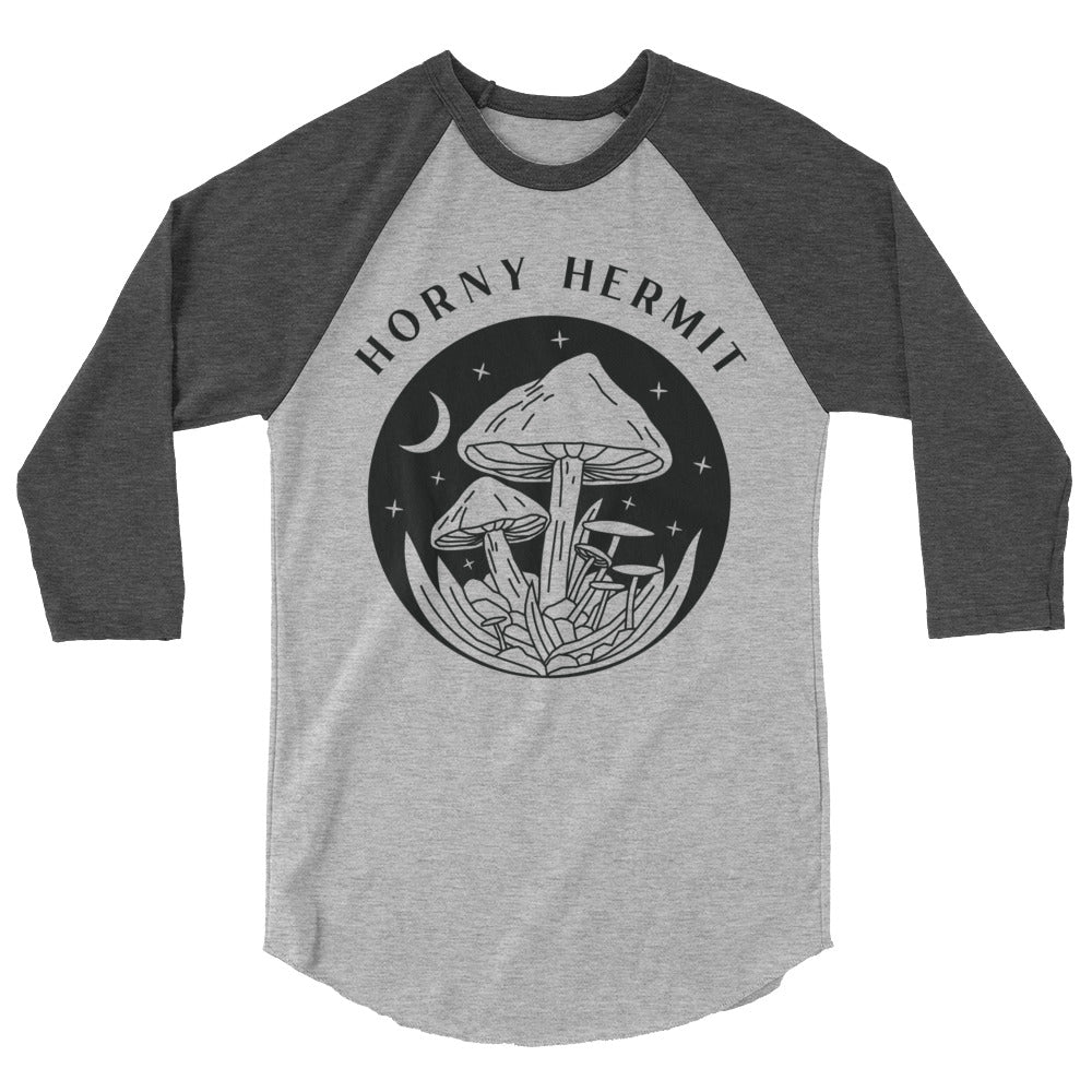 Horny Hermit Mushrooms 3/4 Sleeve Raglan Shirt