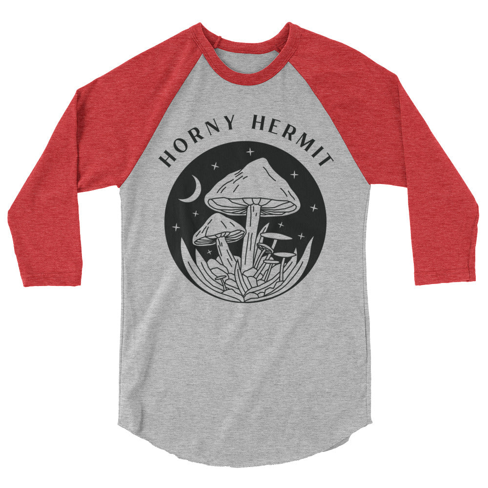 Horny Hermit Mushrooms 3/4 Sleeve Raglan Shirt