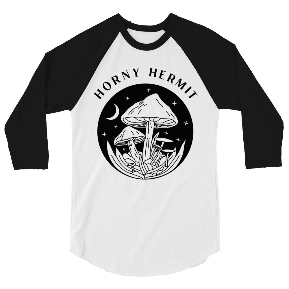 Horny Hermit Mushrooms 3/4 Sleeve Raglan Shirt