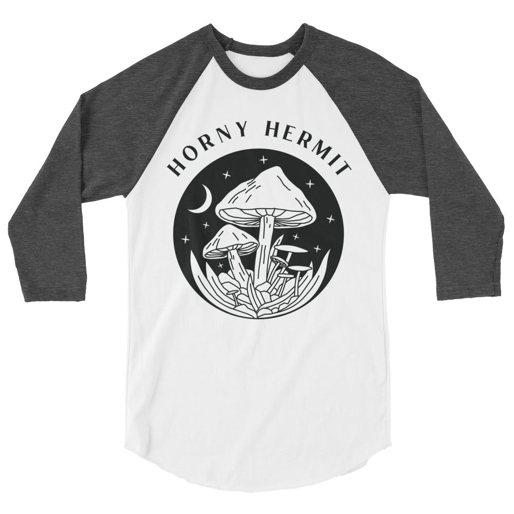 Horny Hermit Mushrooms 3/4 Sleeve Raglan Shirt