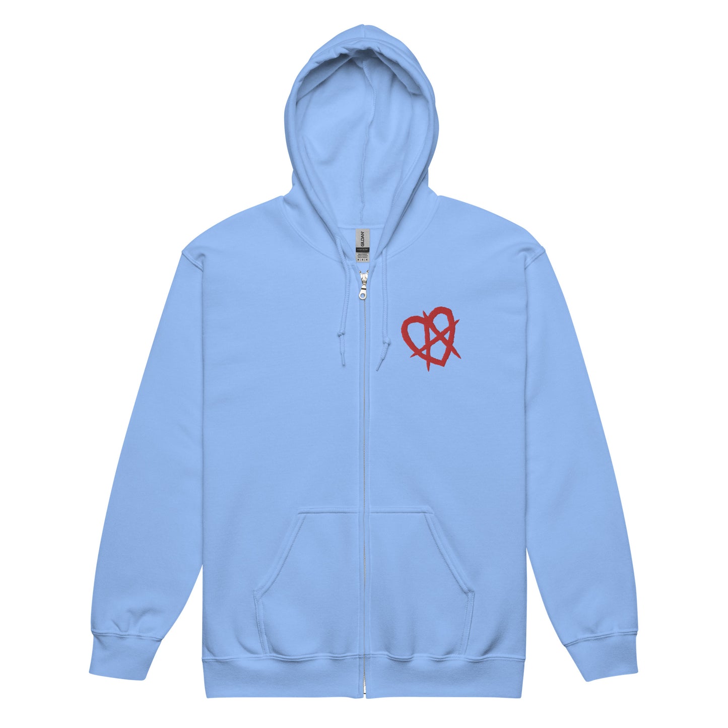 The Montauk Affect Embroidered Unisex Anarchy Heart Zip Up Hoodie