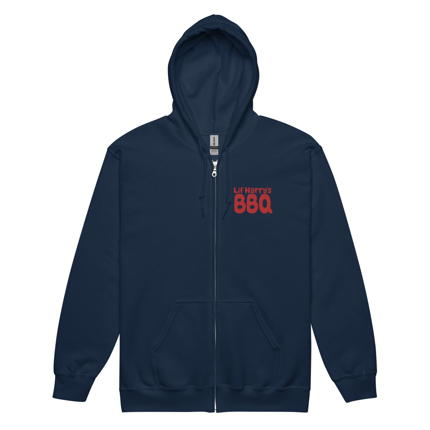 Lil' Harry's BBQ Front Embroidered Unisex Zip Up Hoodie