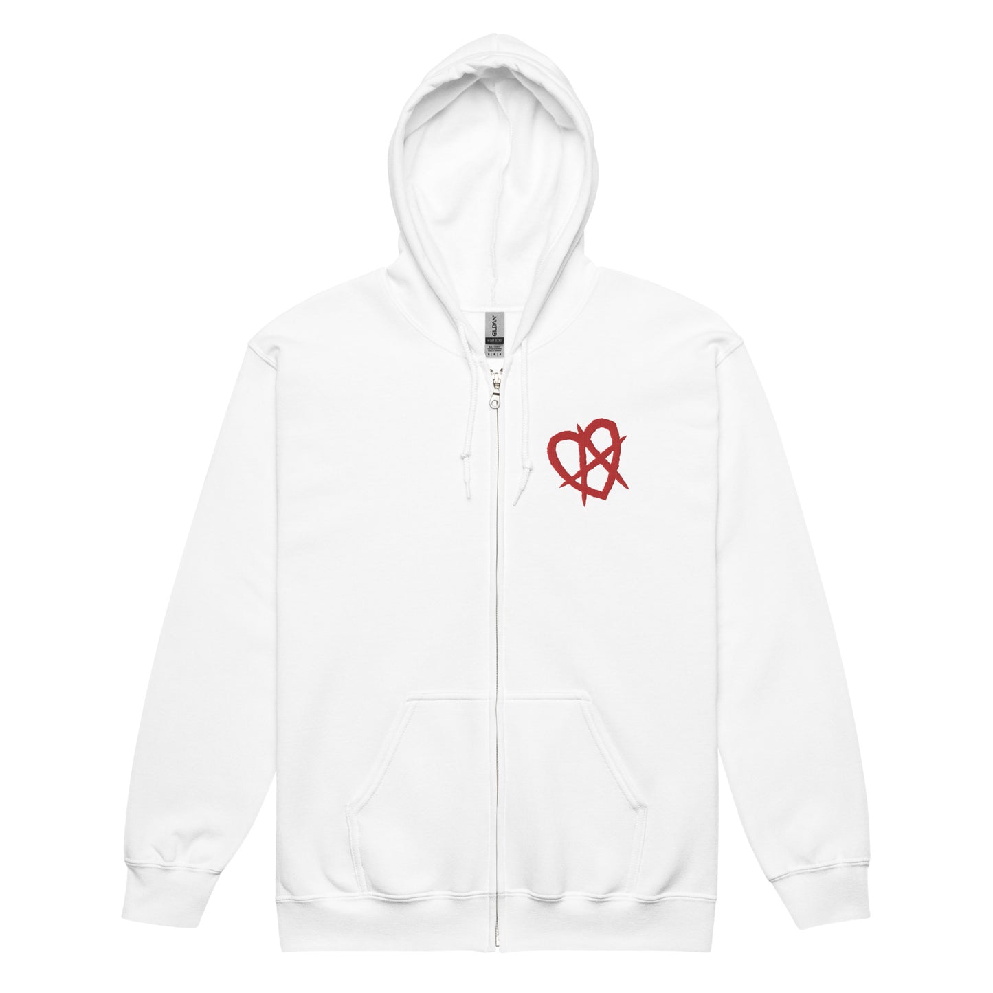 The Montauk Affect Embroidered Unisex Anarchy Heart Zip Up Hoodie